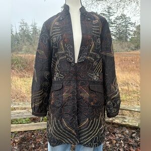 Hand-Embroidered Silk Jacket – Made in Nepal
Sz M